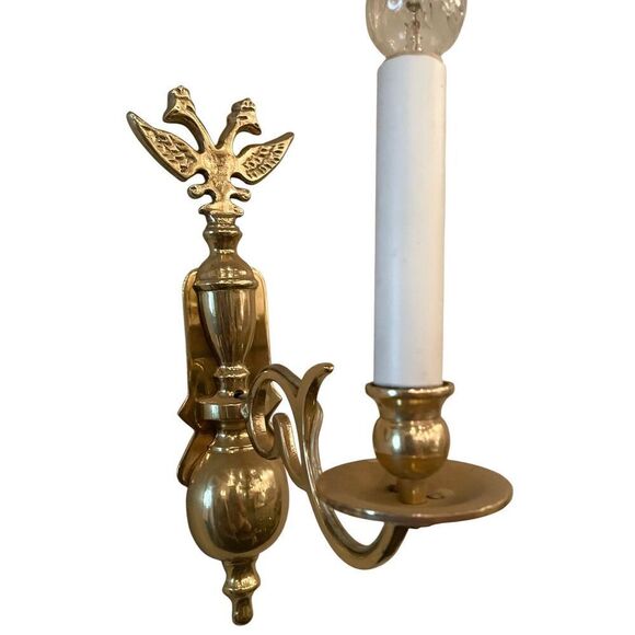 Vintage Fedral Style Solid Brass Wall Sconse 1 Light Eagle - Picture 1 of 5